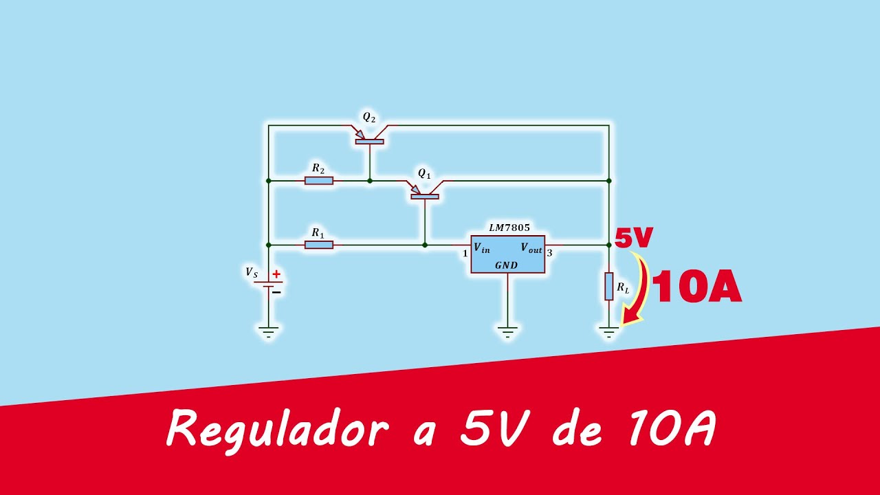 Regulador a 5V de 10A con LM7805 - Transistores de bypass