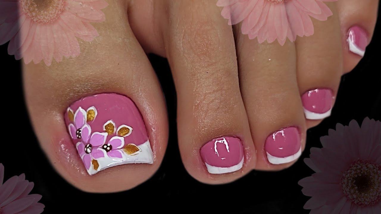 U&Ntilde;AS BONITAS CON FLORES PARA PIES 🦶 🌺😍| U&Ntilde;AS DE PIES DECORADAS