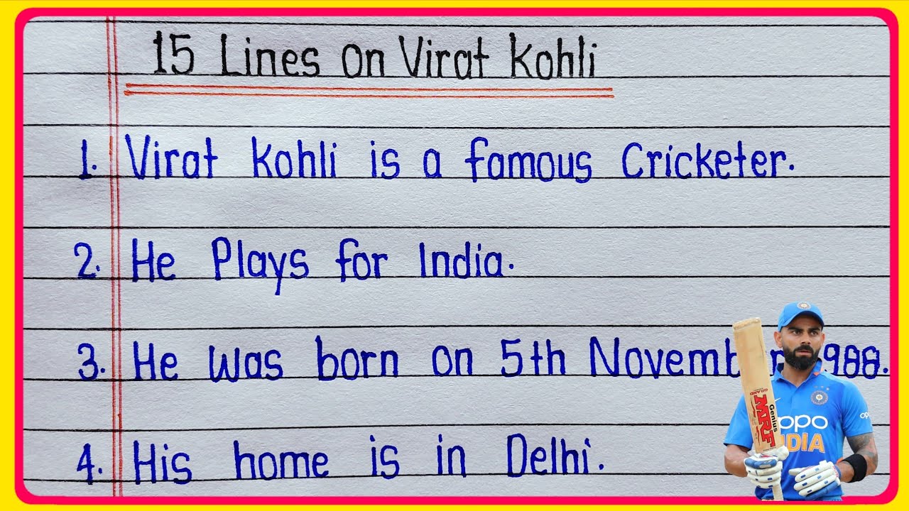 15 lines on Virat Kohli || Essay on Virat Kohli in English || 15 lines essay on Virat Kohli 
