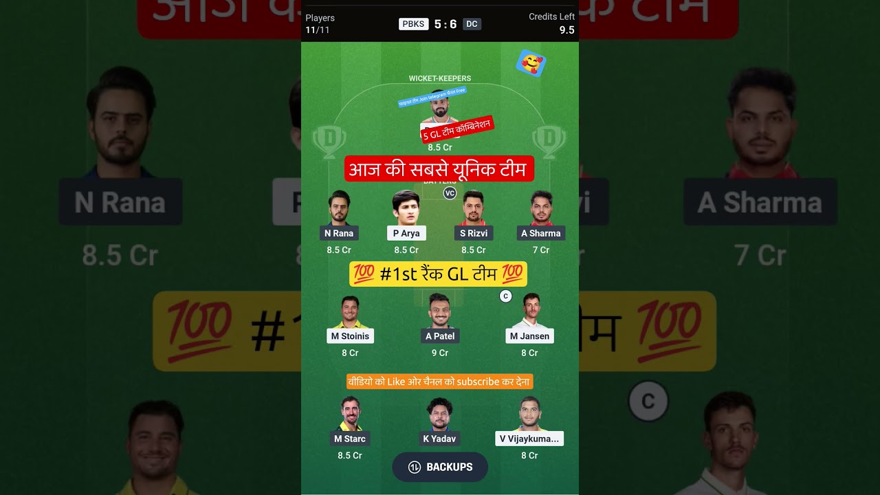 PBKS VS DC T20 Dream11 Prediction | PBKS VS DC Dream11 Team Of Today Match | PBKS VS DC dream11