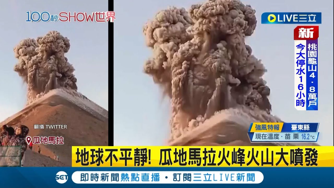 #國際快訊 瓜地馬拉火峰火山大噴發！火山灰竄天際被風吹到35公里外瓜地馬拉市 首都機場主公路暫關閉│【國際大現場】20221212│三立新聞台