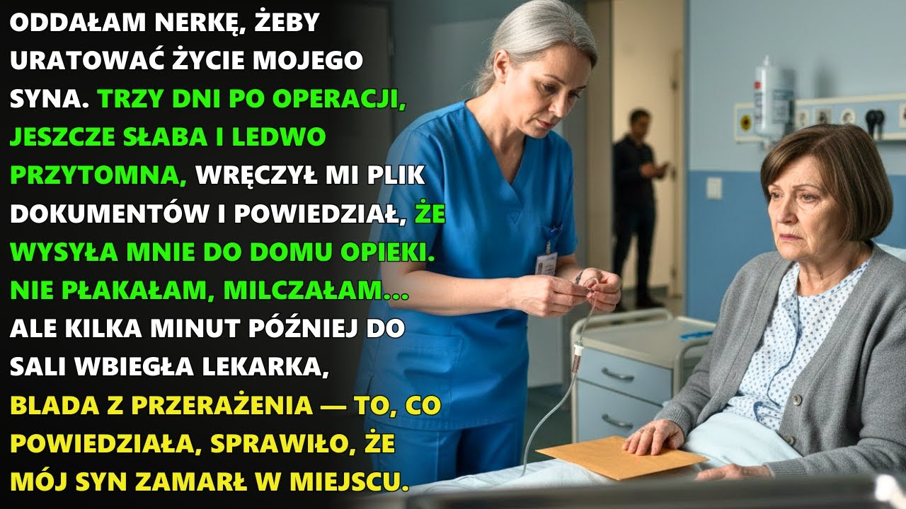 Oddałam synowi nerkę…3 dni później wyrzucił mnie z domu. Lekarka ujawniła prawdę na sali operacyjnej