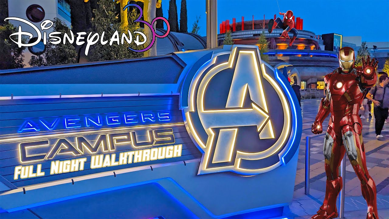 Marvel Avengers Campus Full Night Walkthrough at Disneyland Paris (Aug 2022) [4K]