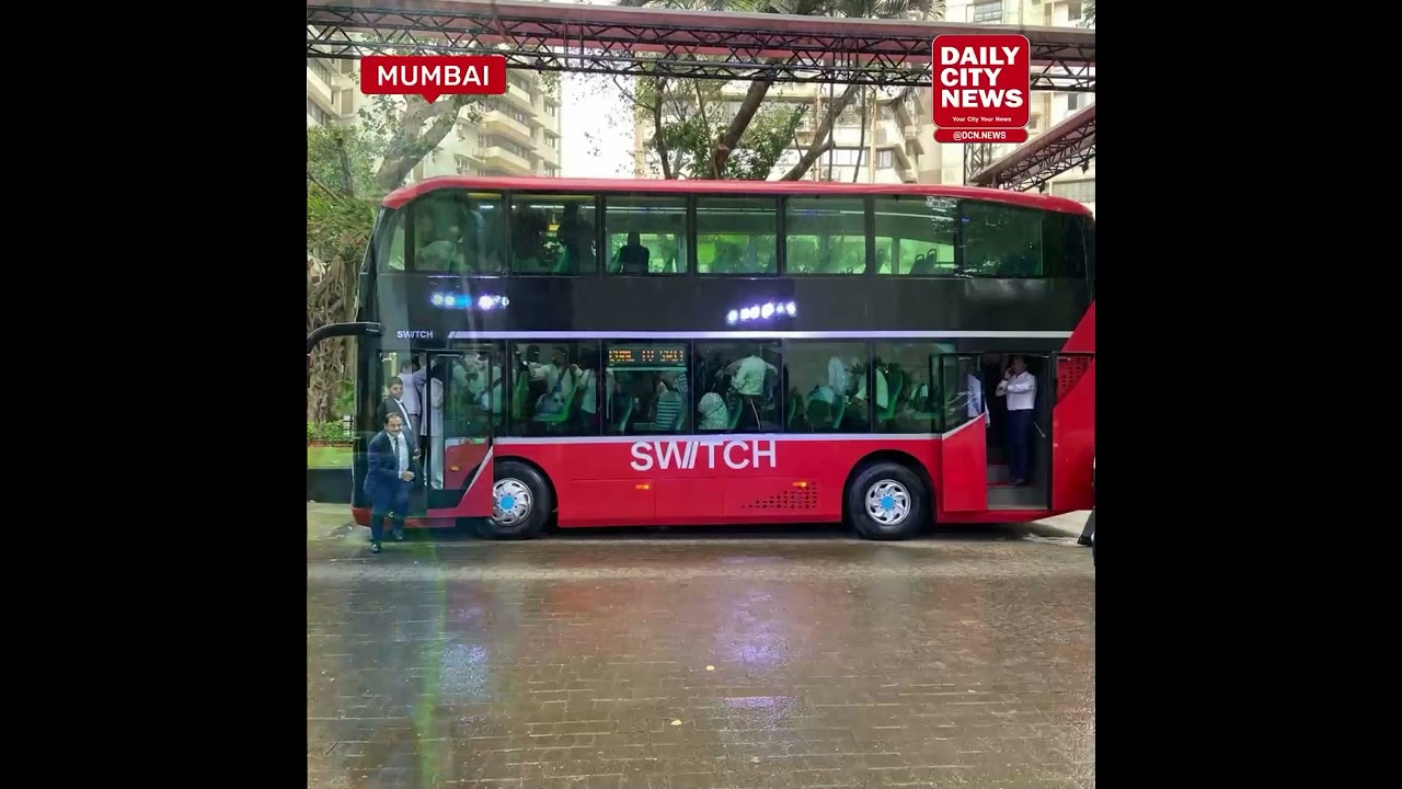 Union Minister Nitin Gadkari unveils India's first AC double-decker electric bus in Mumbai
