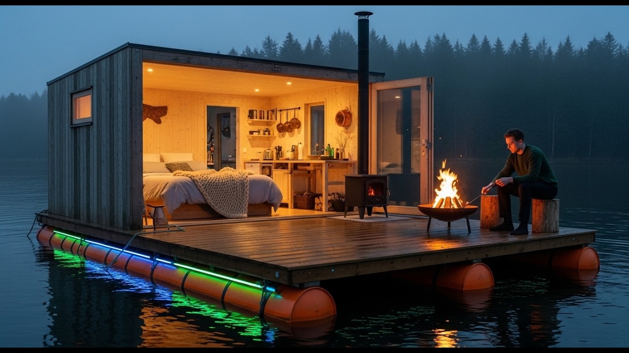 Built a Floating House in lake   by Using PVC Pipes
