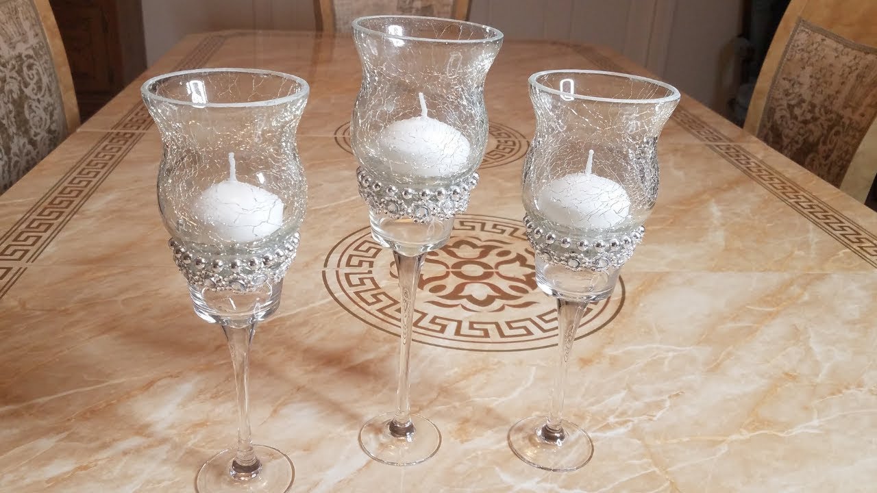DIY DOLLAR TREE Candelabro de cristal / $2 diy candle holder #dollartree