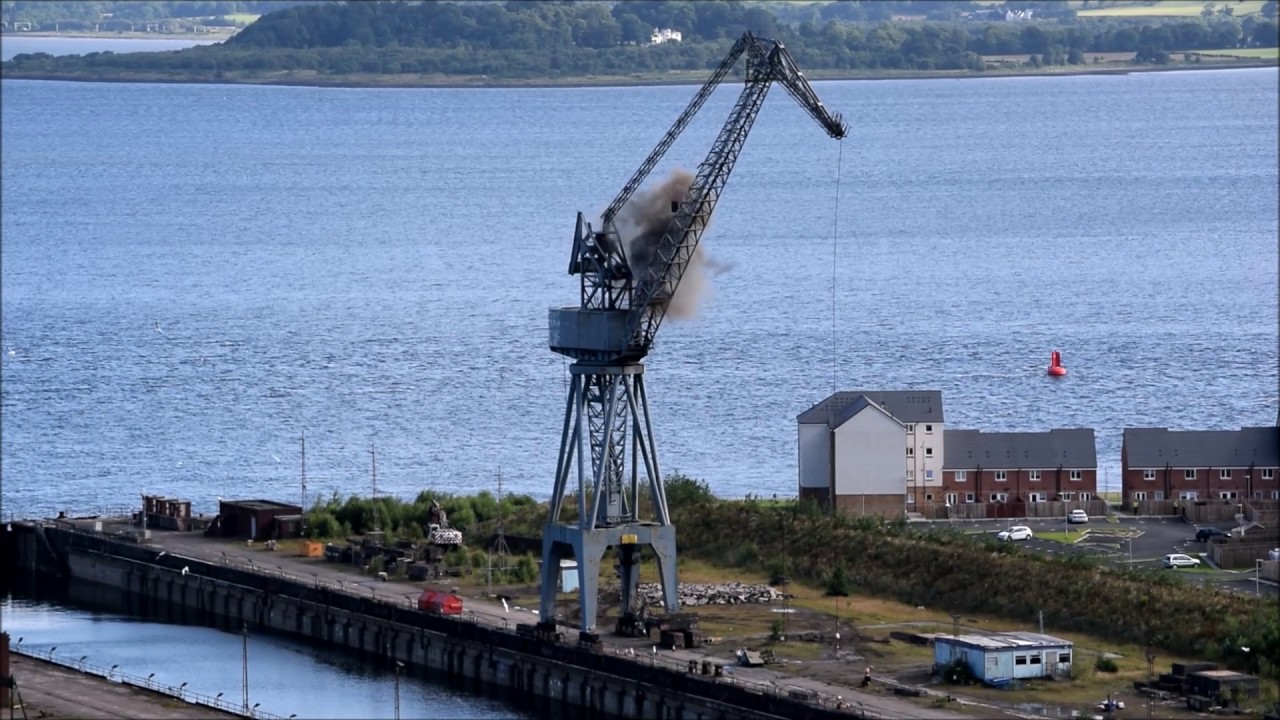 Inchgreen Cranes Demolition River Clyde 16th July 2017