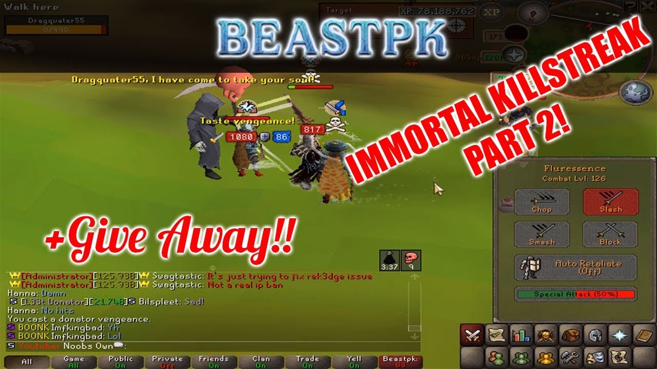 Immortal Killstreak Pk commentary on BeastPK | Fluressence is OP Part 2!! + GIVE AWAY!!