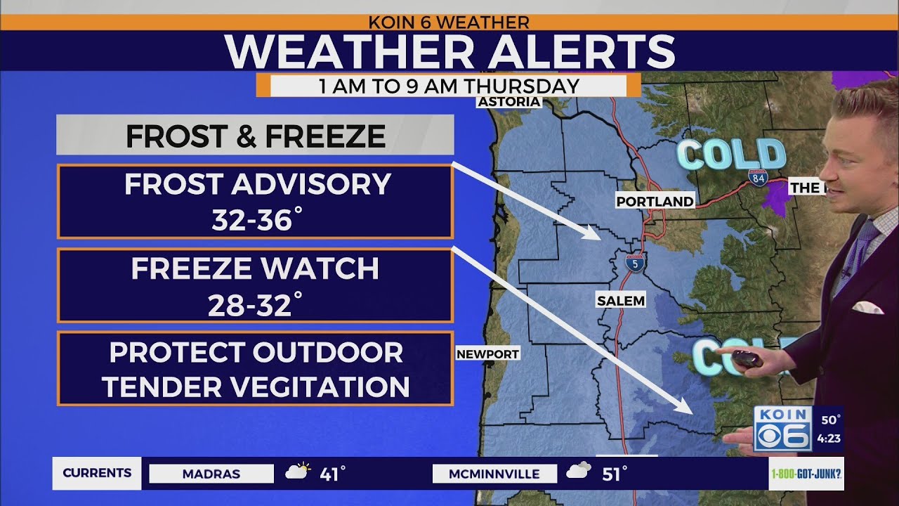 Морозные утренние температуры, в Портленде ожидается потепление.