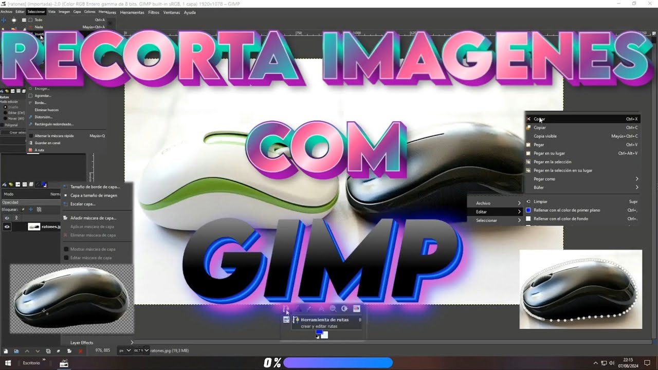 Como recortar imagenes con el programa Gimp