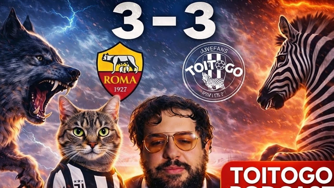 Roma-Juve 3-3: il Gatto graffia all’Olimpico! Gatti trascina i bianconeri” 🐱⚫⚪