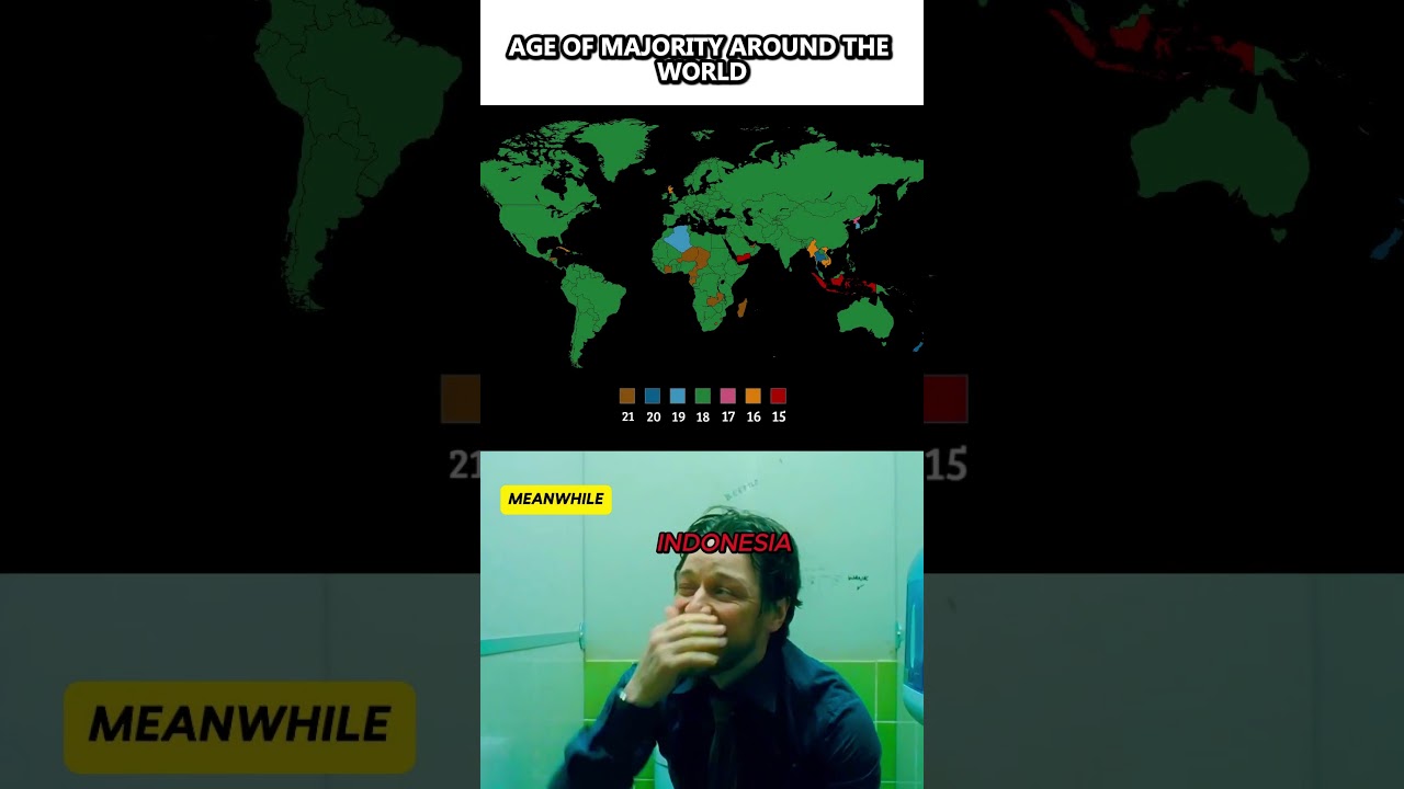 Age of Majority in Different Countries #map #youtubeshorts