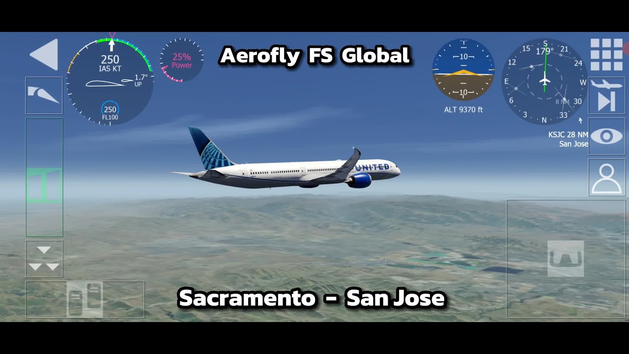 Aerofly FS Global | Sacramento - San Jose | Boeing B787-10 | United Airlines