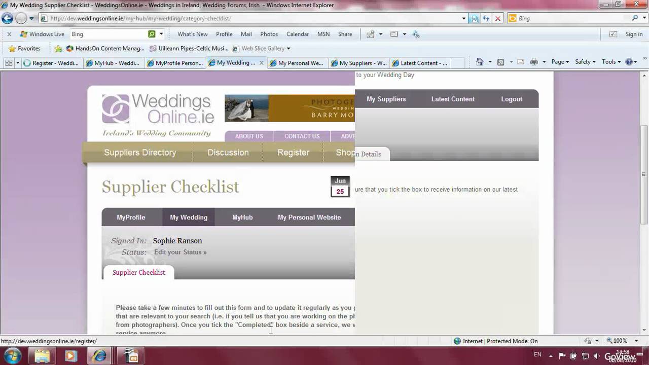 WeddingsOnline.ie New Site Demonstration