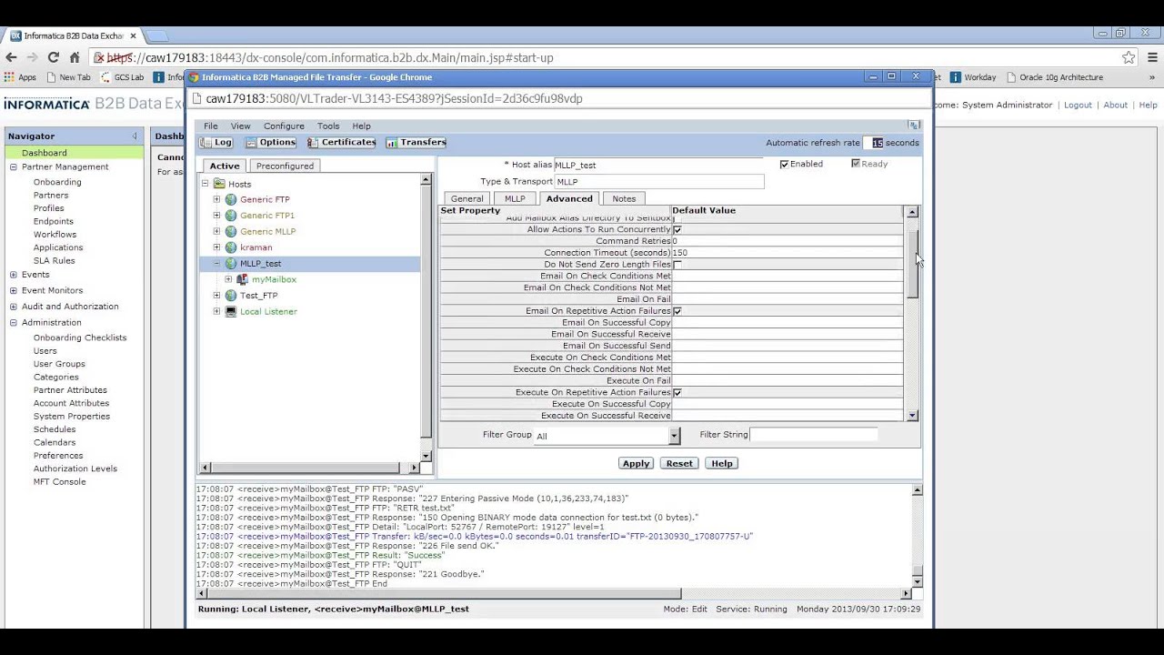 Configuring MFT Protocols in B2B DataExchange DX