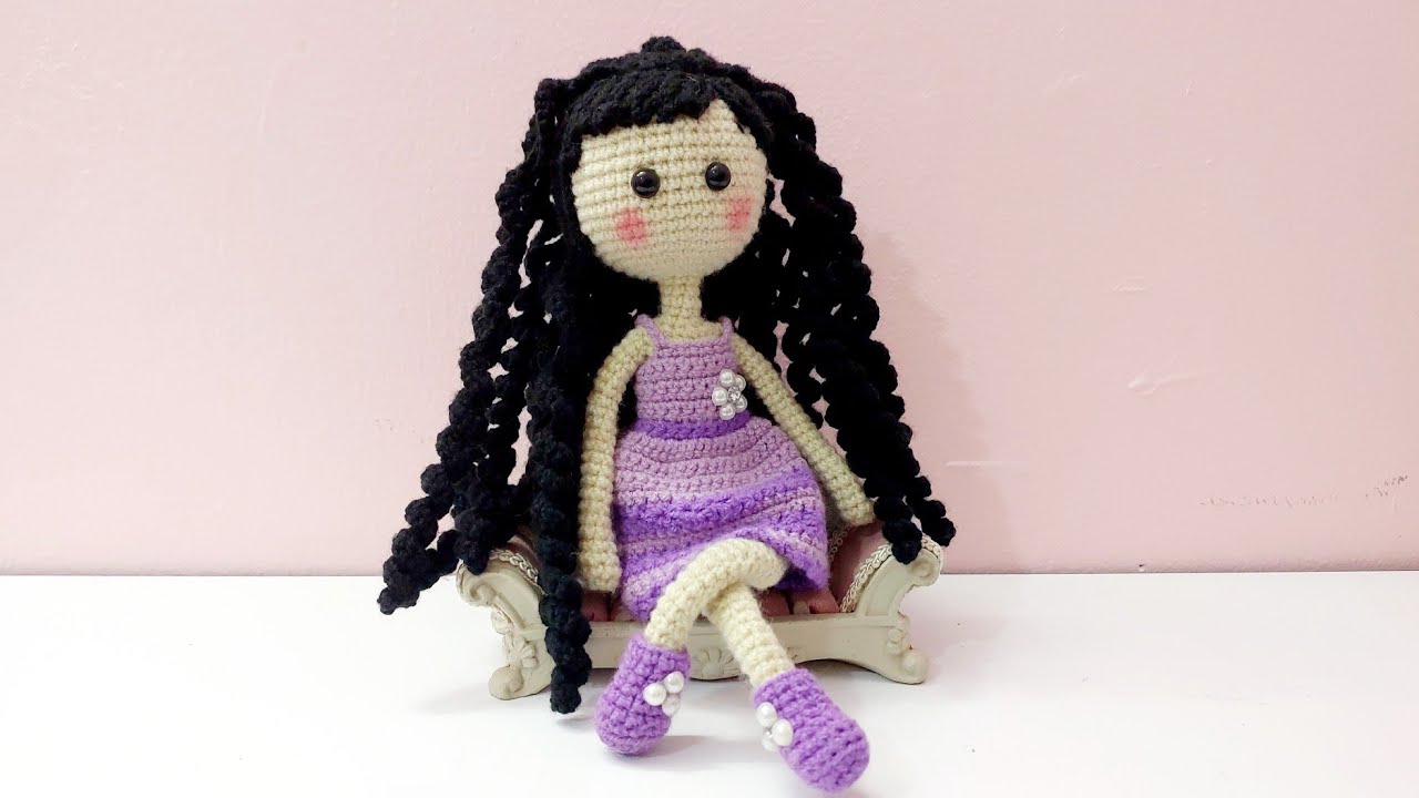 آموزش قلاب بافی لباس عروسک دختر پریا/crochet dress for doll