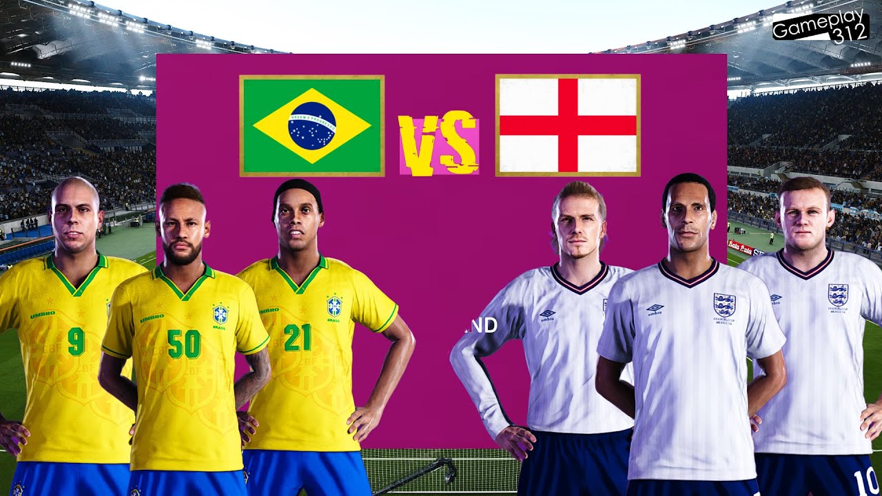 Brazil Legends vs England Legends | Ronaldo, Neymar, Ronaldino vs Rooney, Beckham, Finney | PES 2021