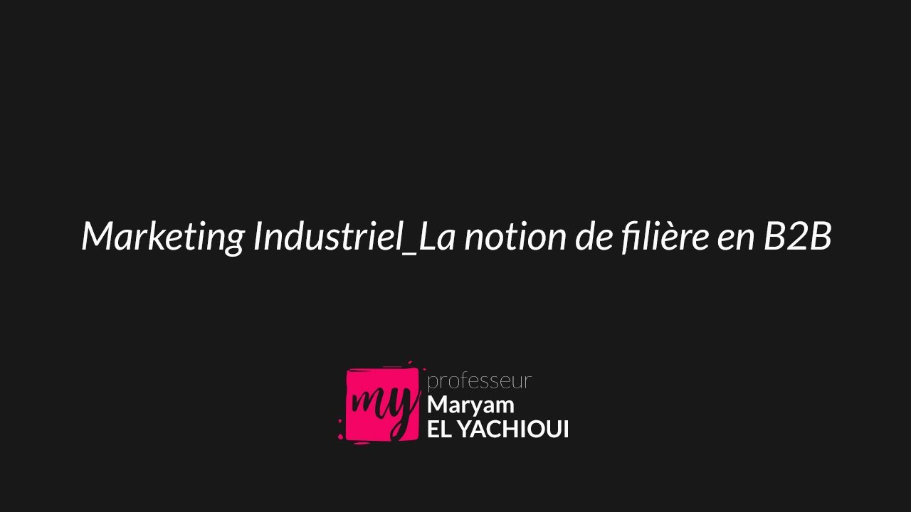 Cours Marketing B2B - Marketing Industriel_La notion de filière en B2B