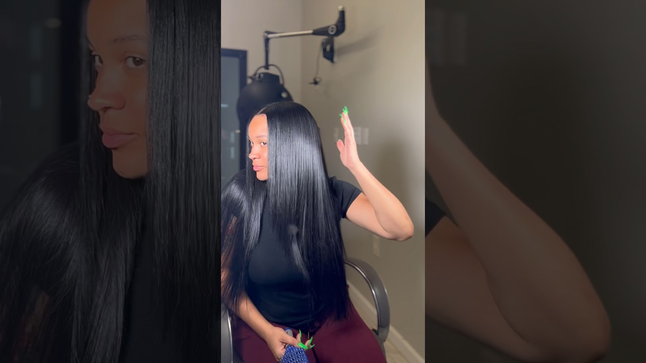 Quick weave removal + reinstall using Charming Tresses Hair 😍😩 #jetblack #quickweave #bussdown