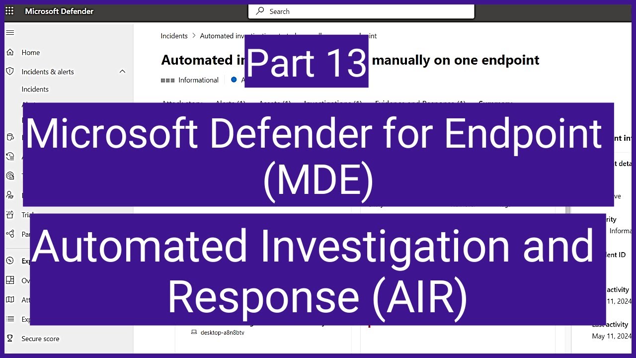 Microsoft Defender для конечных точек: автоматизированное расследование и реагирование | AIR в Mi...