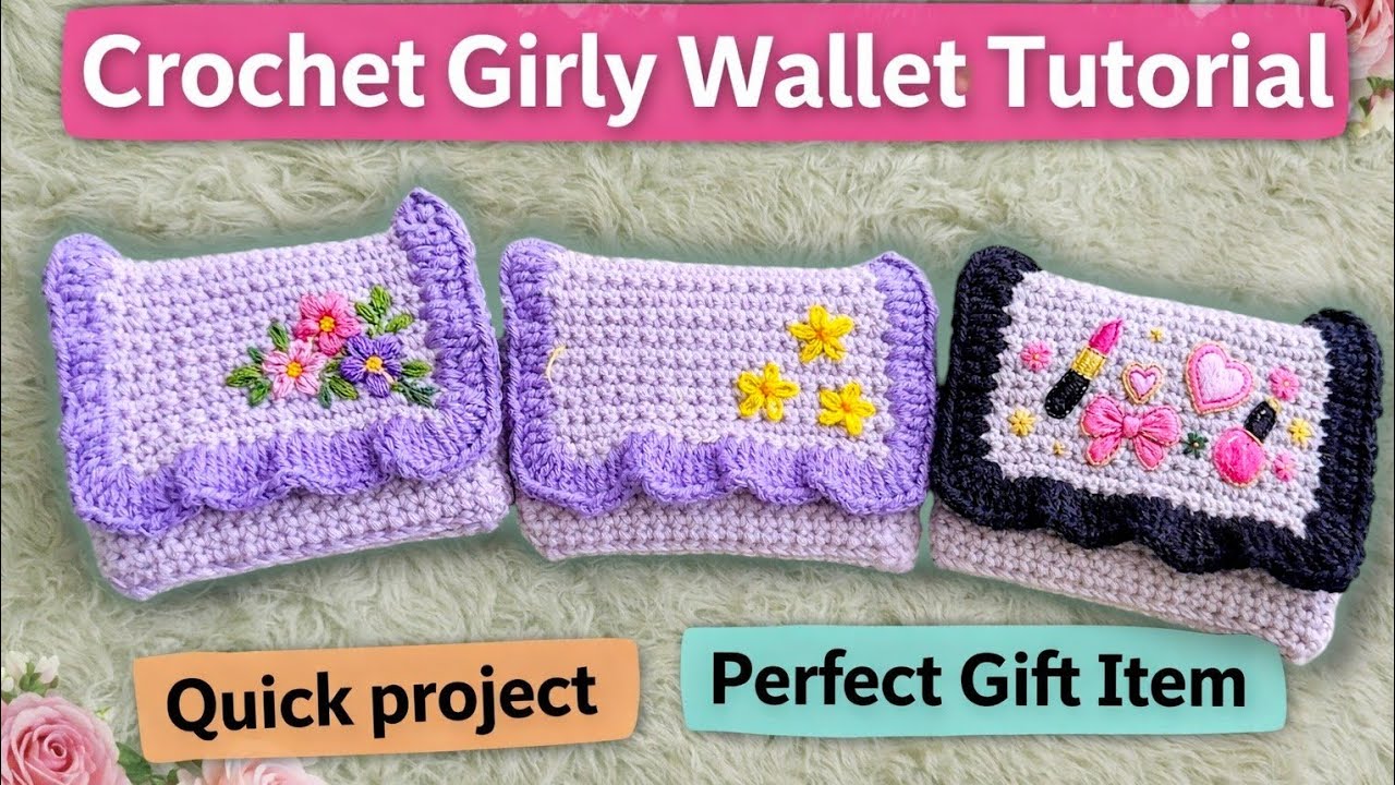 SUPER GIRLY Crochet Card Wallet, Card Holder, Money Bag, Wallet TUTORIAL
