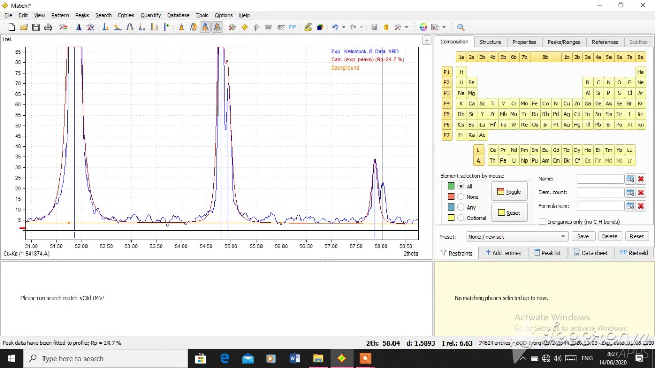 Tutorial Analisis Data XRD menggunakan Aplikasi MATCH!