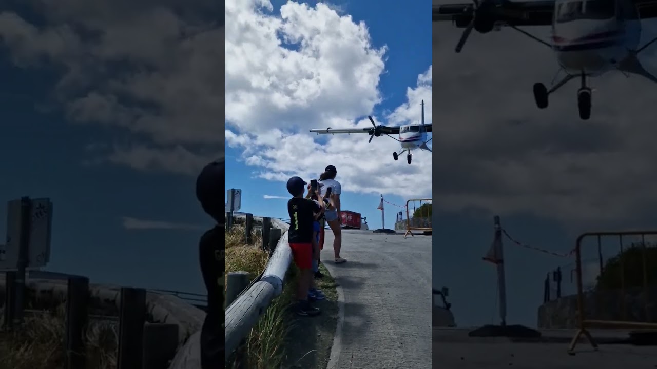 Very low landing at St. Barts Airport