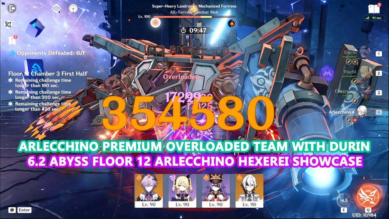 Arlecchino Premium Overloaded Team with Durin : 6.2 Abyss Floor 12 Arlecchino Hexerei Showcase