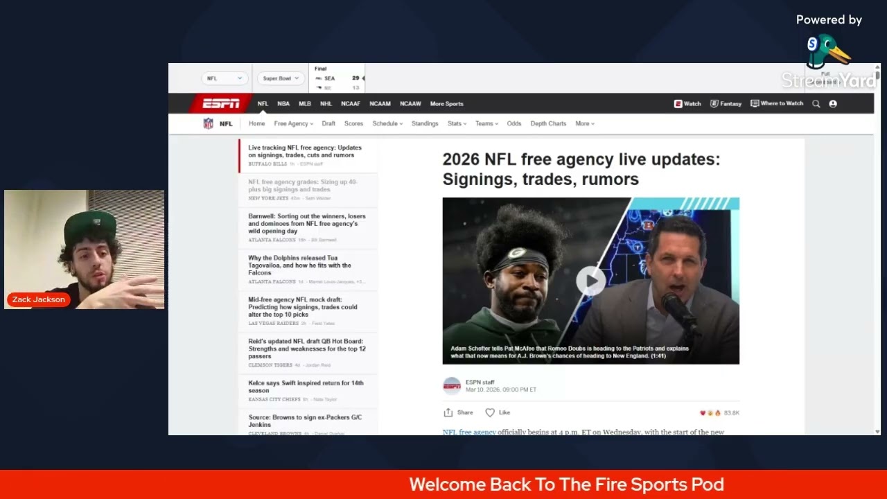 Recap Tuesday S9:EP10: Zack goes over Bam scoring 83 points, and some big NFL Free Agency News