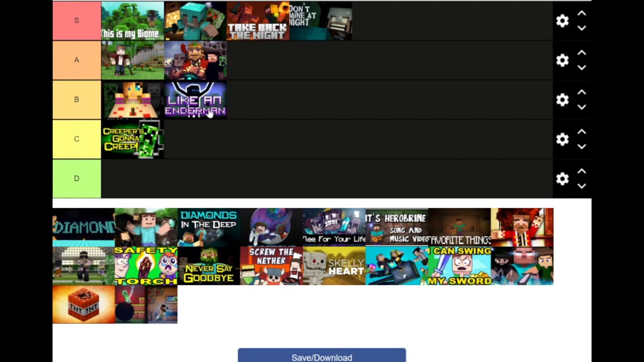 minecraft parodies tier list