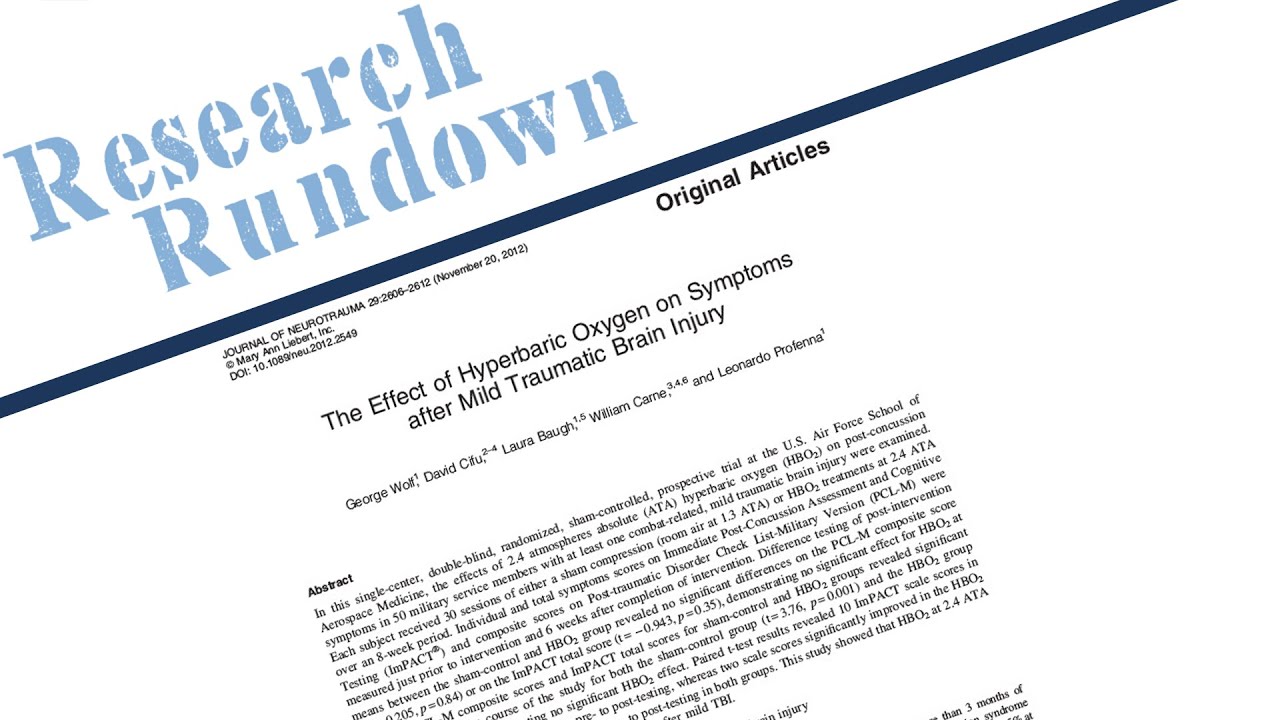 Research Rundown - Episode 29: The Effect of HBOT on Symptoms after Mild Traumatic Brain Injury