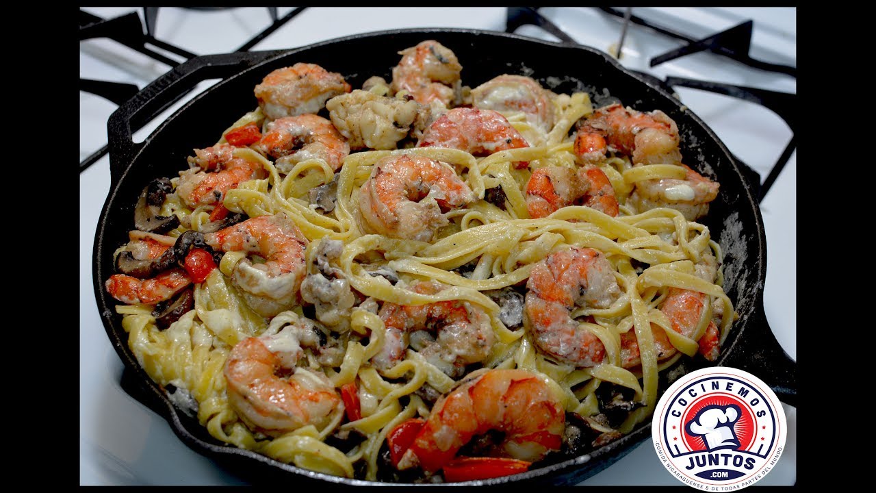 Receta: Pasta Alfredo con camarones y langostas