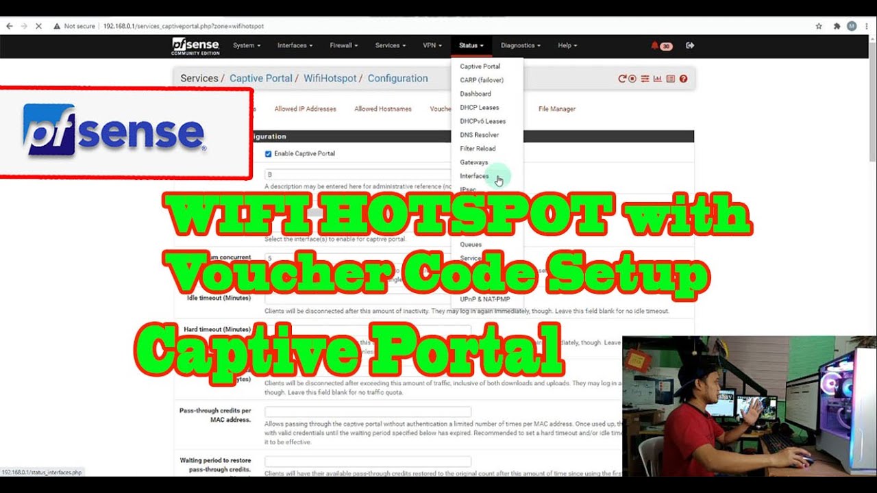 Paano mag configure ng pfSense Wifi HotSpot Captive portal with Voucher Code Setup
