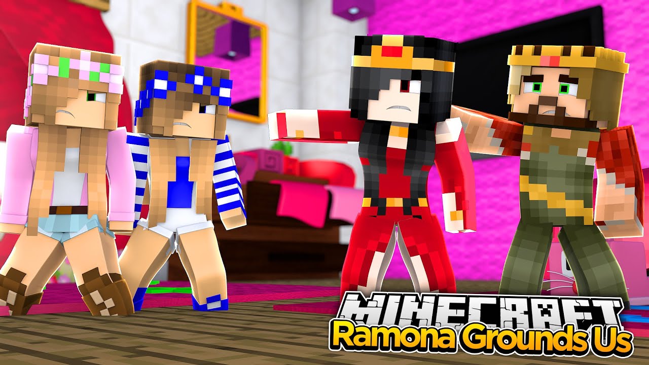Minecraft Royal Family : EVIL STEPMOM RAMONA GROUNDS US! w/ Little Kelly and Little Carly