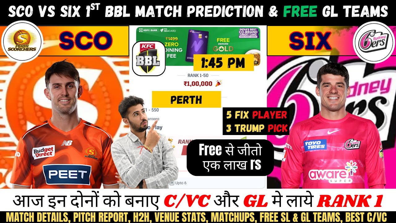 SCO vs SIX Dream11 Team, SCO vs SIX BBL Match No.1 Prediction, Perth vs Sydney Dream11 Team 
