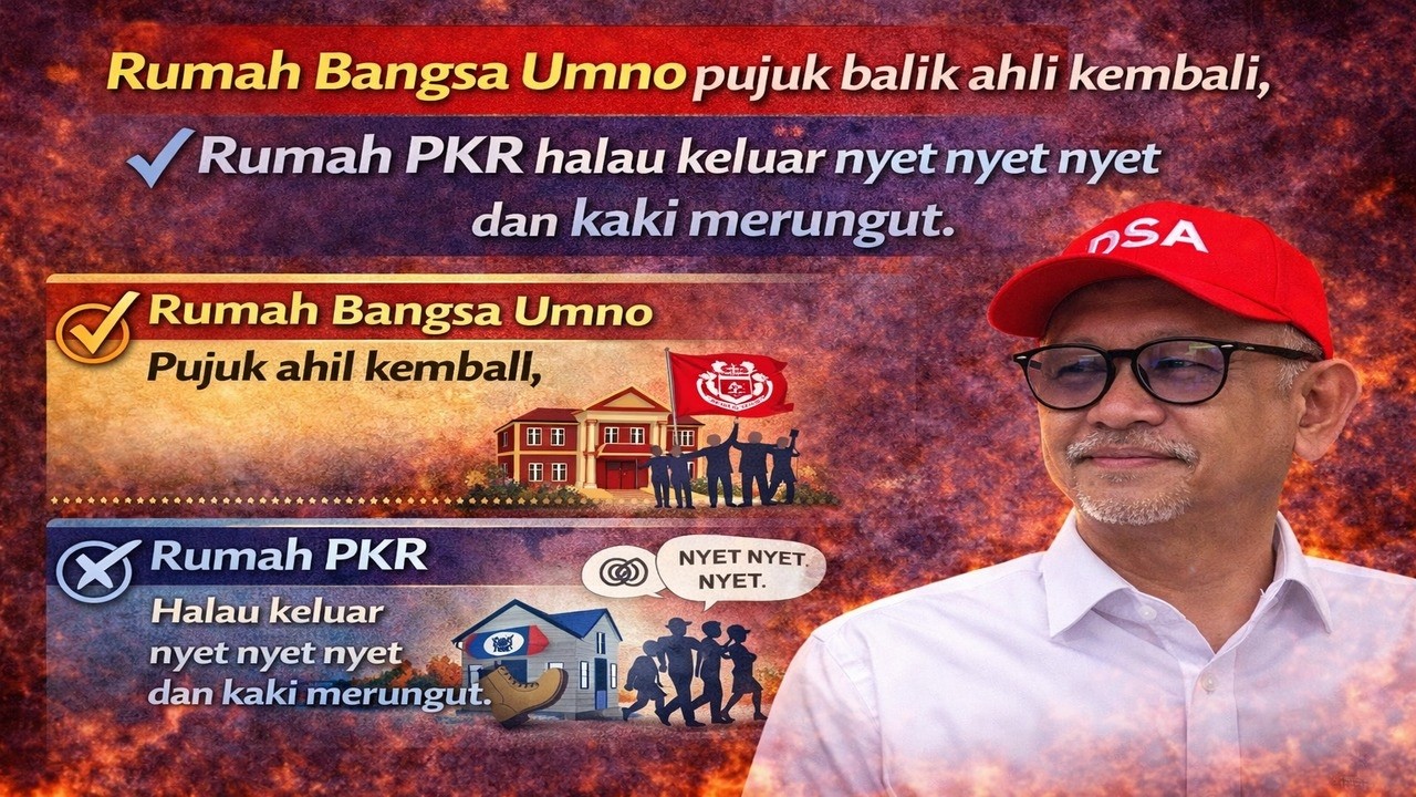 Rumah Bangsa Umno pujuk balik ahli kembali, Rumah PKR halau keluar nyet nyet nyet dan  kaki merungut