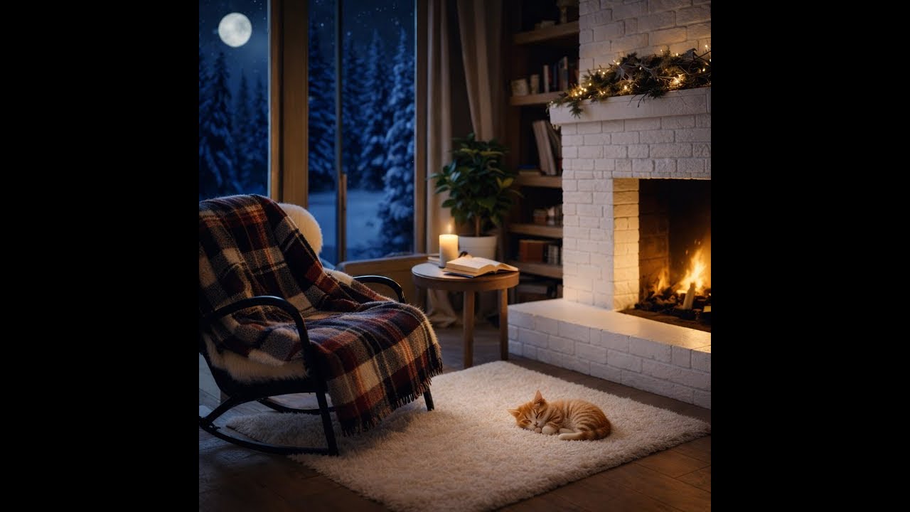 Winter Fireplace Ambience | Cozy Night for Deep Sleep