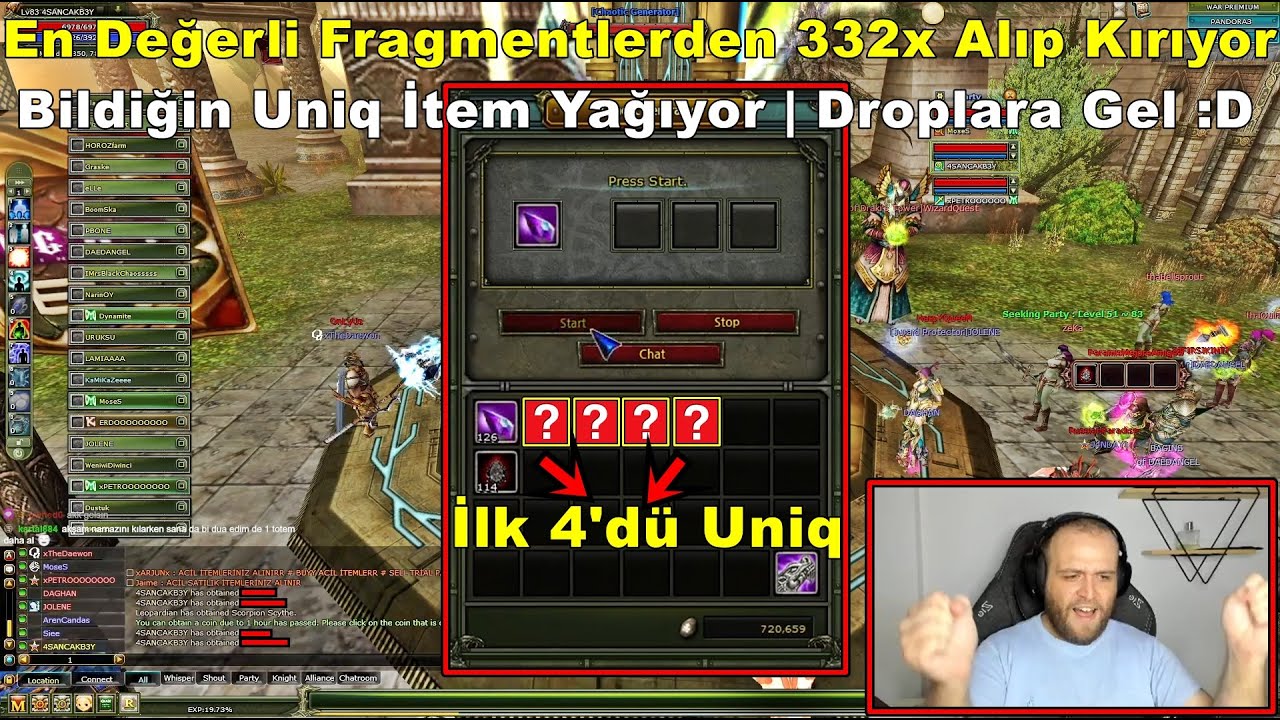 SEVKO - En Değerli Fragmentlerden 332x Alıp Kırdırıyor | Yağmur Gibi Uniq Atıyor :D | Knight Online