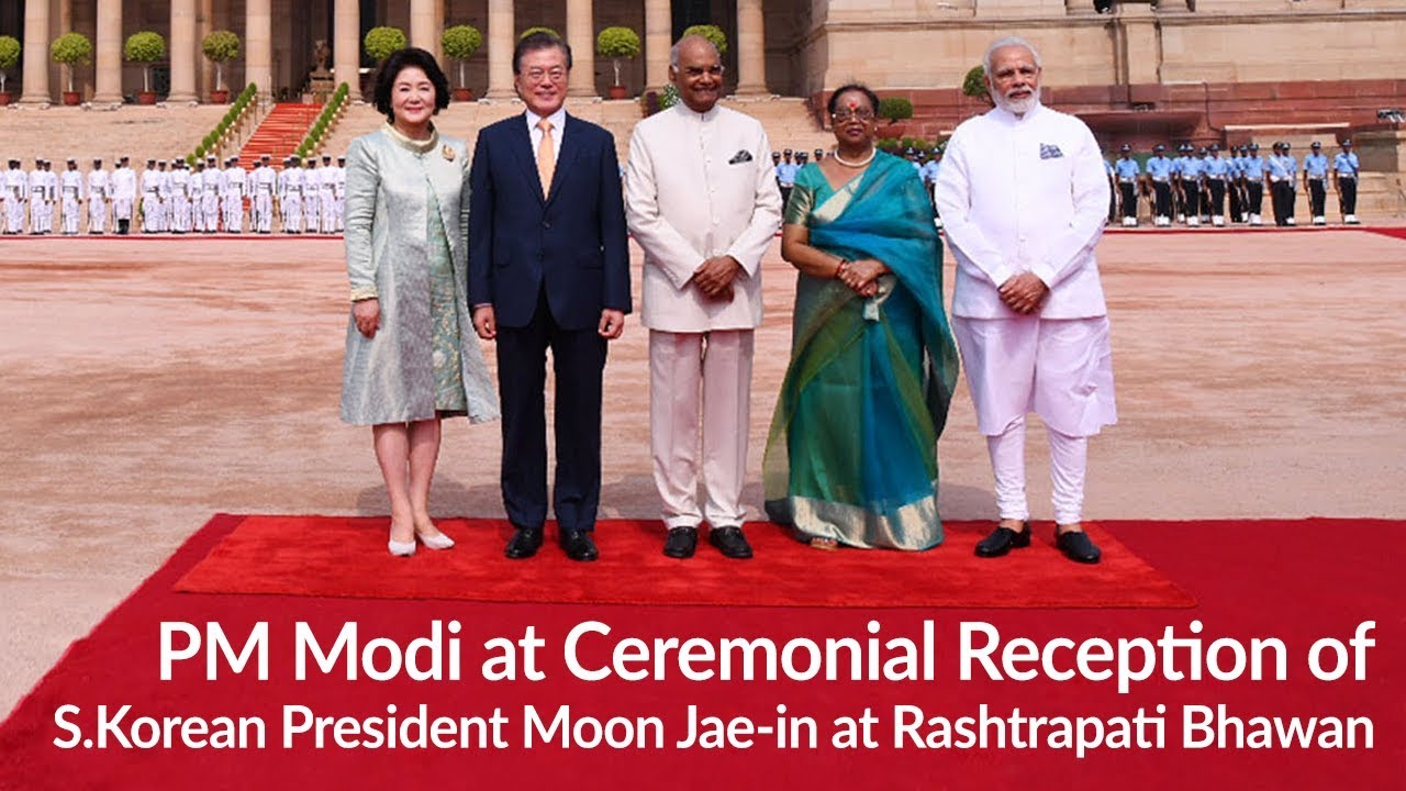 PM Modi at Ceremonial Reception of S.Korean President Moon Jae-in at Rashtrapati Bhawan, New Delhi