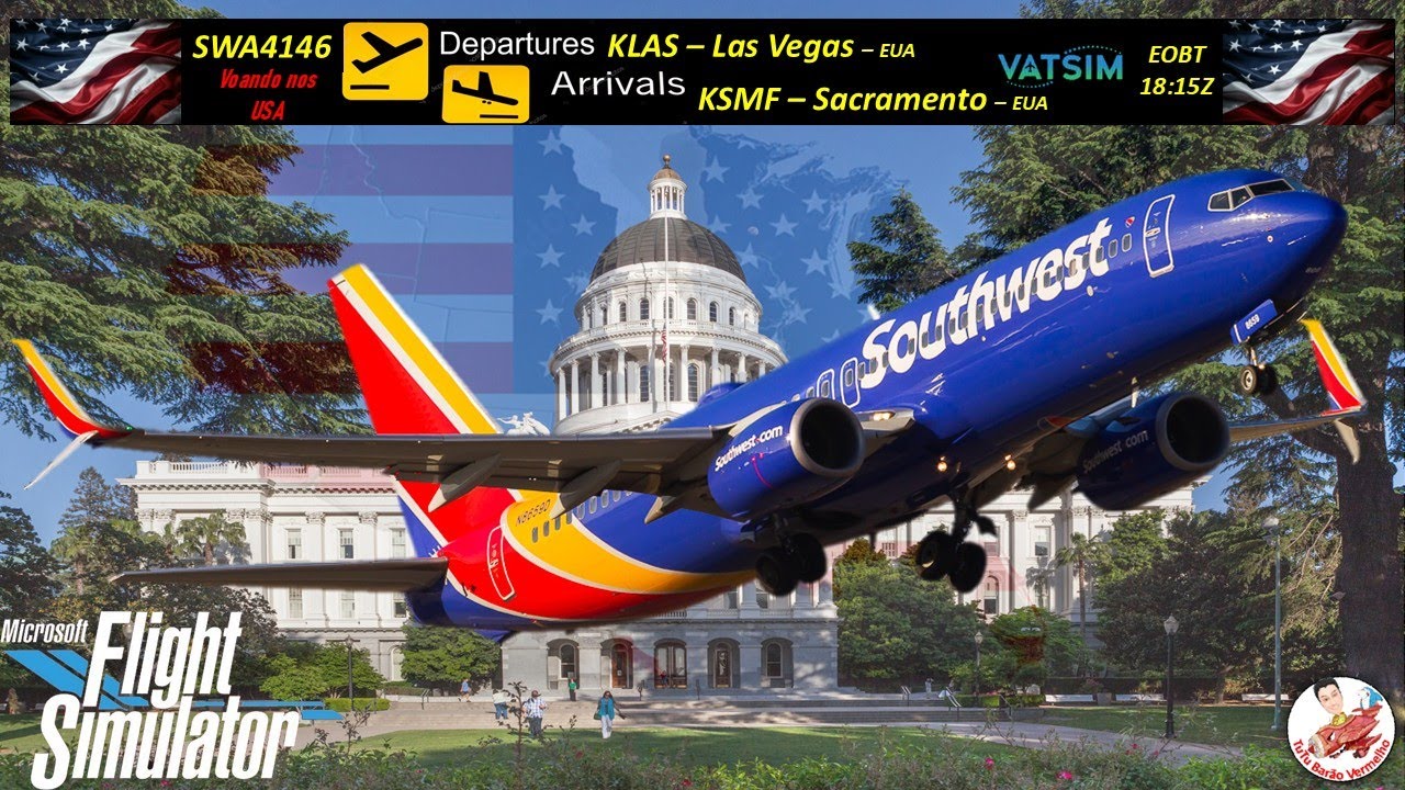 FS2020 |VOO COMPLETO| ONLINE |VATSIM| IFR |SWA4146| B738NG |KLAS-KSMF|VOANDO NOS EUA| IFR |