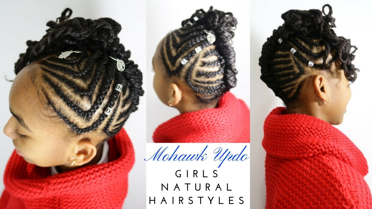 BRAIDED CORNROWS MOHAWK UPDO | GIRLS NATURAL HAIRSTYLES