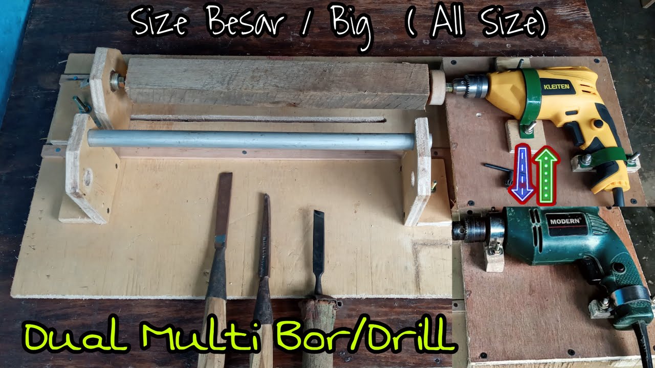 Membuat mesin Bubut kayu Mesin Double Bor/Drill all size Truco para tu Taladro