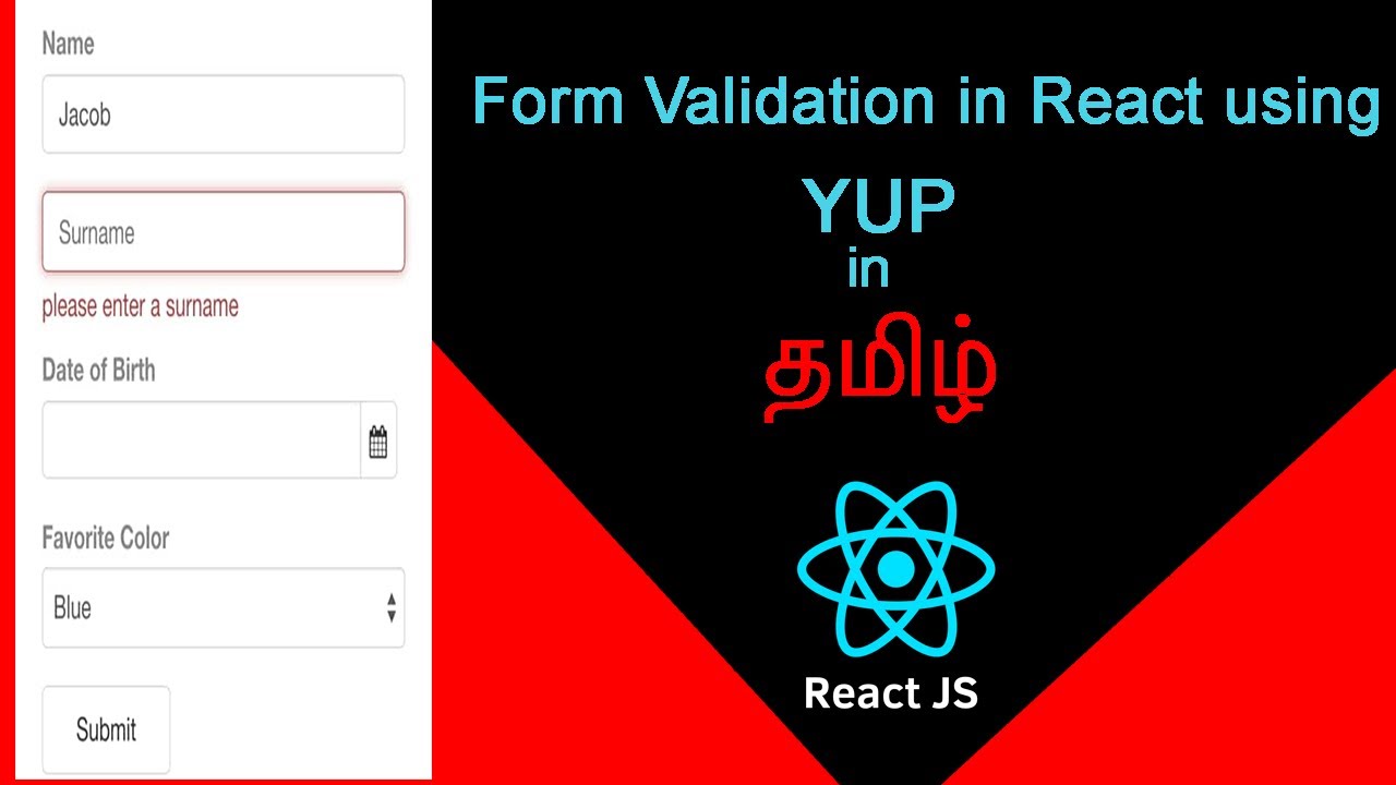 React form validation using YUP in 15 mins in Tamil