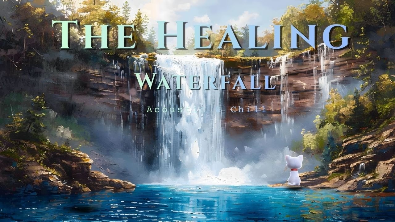 Refreshing Waterfall 🌊 Morning Acoustic Guitar & Nature Sounds | Focus & Healing
