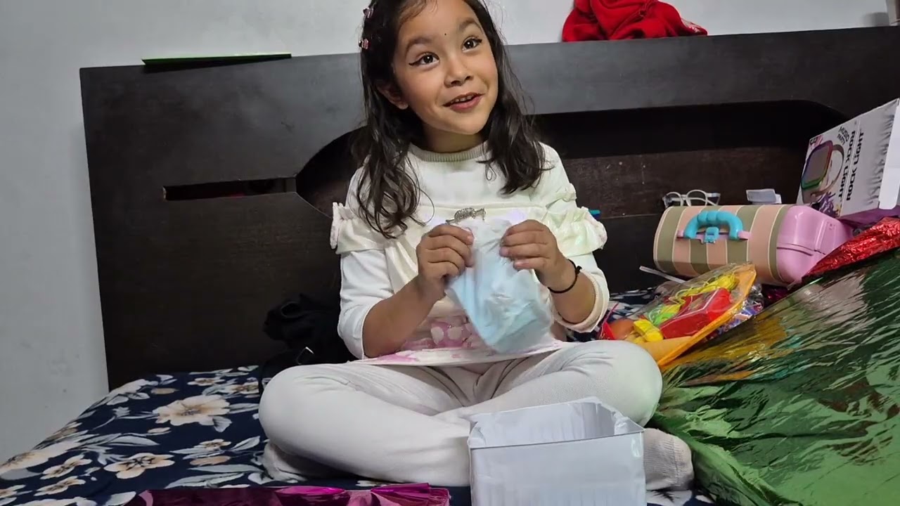Birthday smiles & happy unboxing—meri princess ki khushi priceless!#BirthdayVibes #Unboxing #Love 