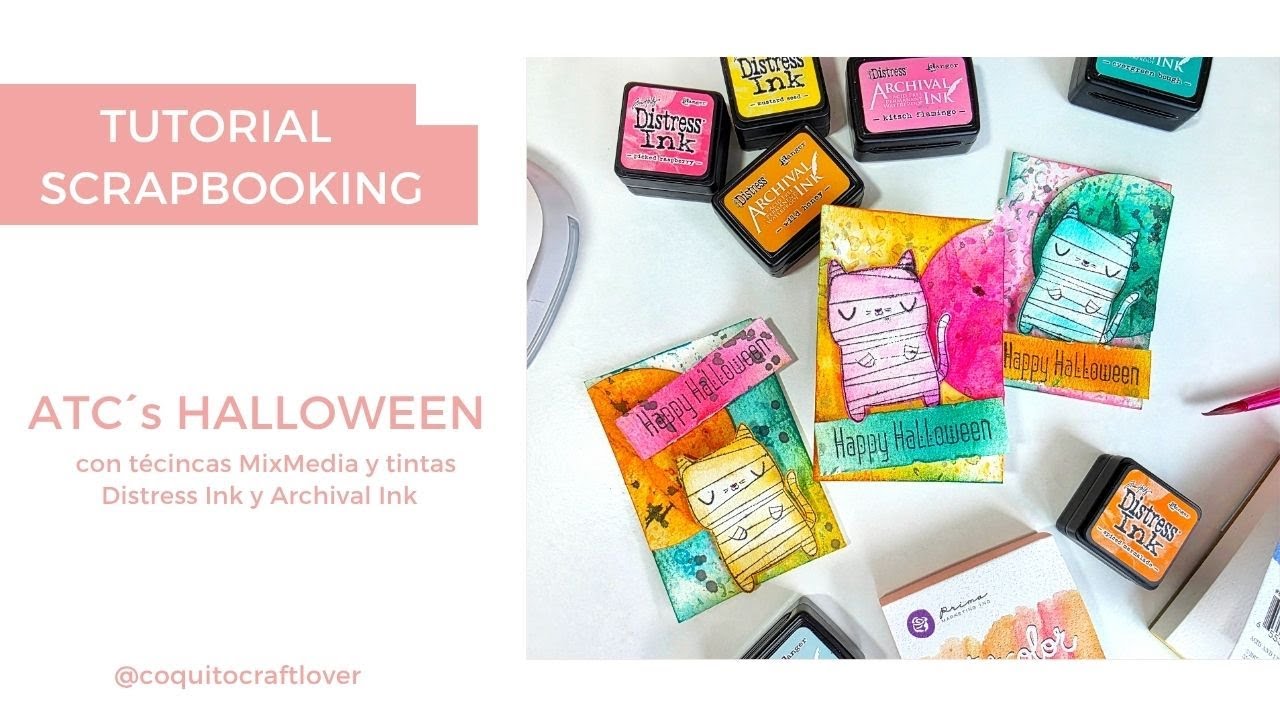 TUTORIAL SCRAPBOOKING, ATC´s HALLOWEEN MIXMEDIA por Grace
