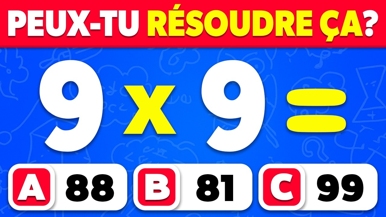 Peux-tu réussir ce quiz de CALCUL MENTAL ? ➗🧠✖️ | FACILE à IMPOSSIBLE | Quiz de Mathématiques