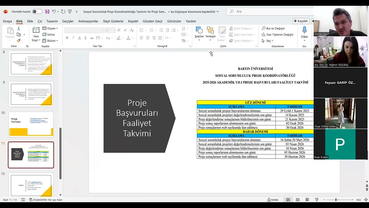 Sosyal Sorumluluk Proje Başvuru ve Sonuç Raporu Bilgilendirme Toplantısı