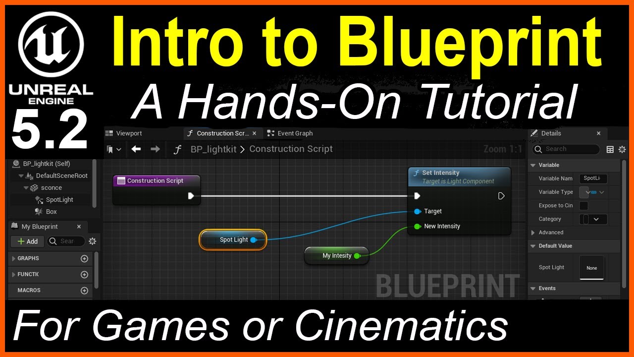 Изучите основы Blueprint с нуля для использования в играх, кинематографе и настройке MetaHuman.