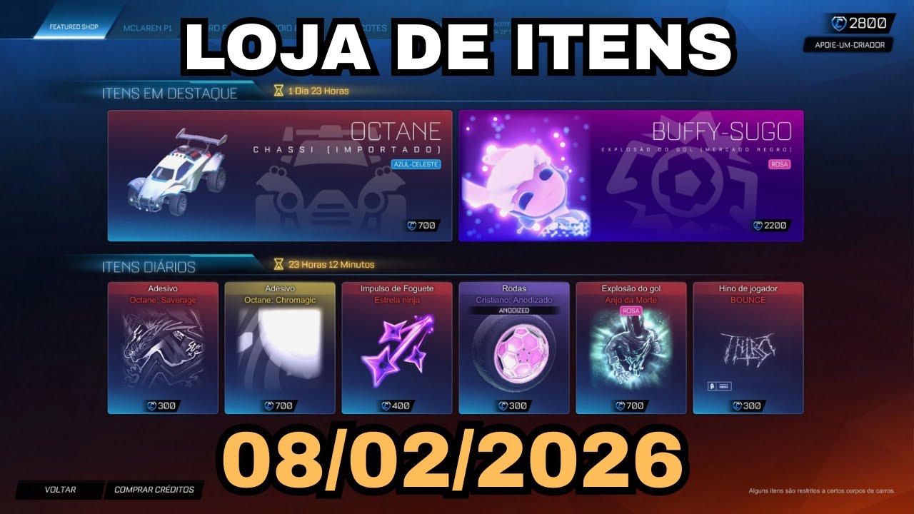 LOJA DO OCTANE!! ROCKET LEAGUE LOJA DE ITENS 08/02/2026